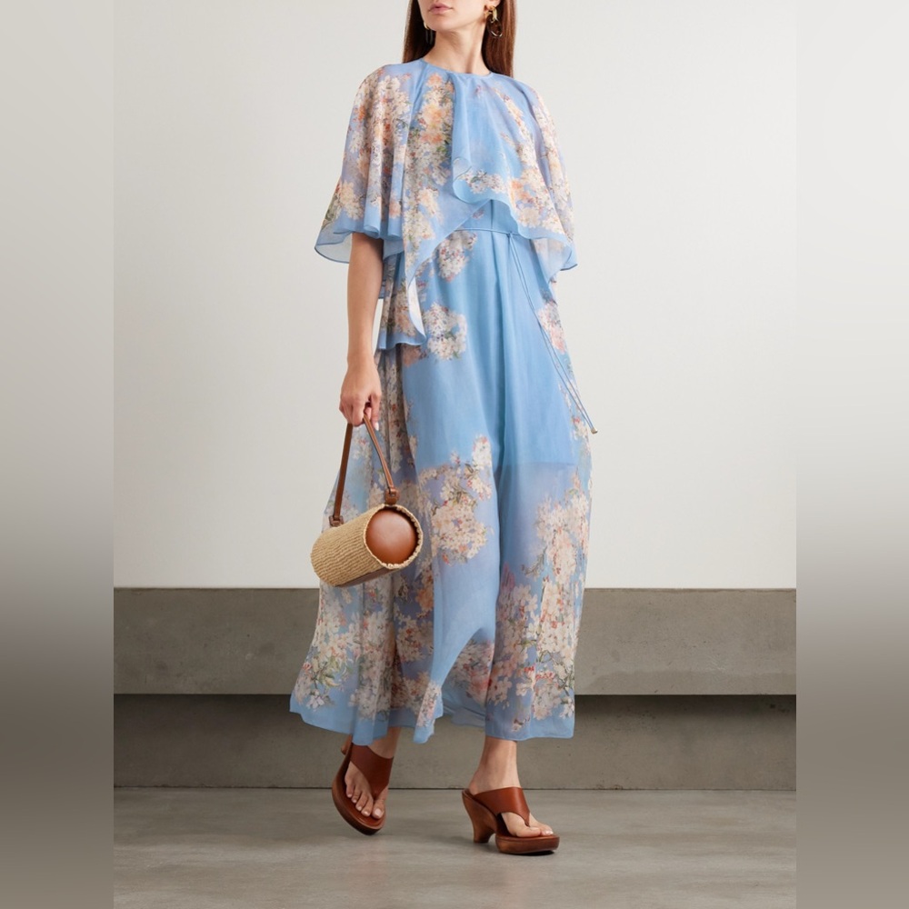 NWT ZIMMERMANN Cascadian Tiered Ruffled Georgette Floral Maxi Dress 0 US4